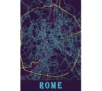 Rome: 6x9 Lined Journal | Memory Book | Travel Journal | Diary To Record Your Thoughts | Graduation Gift | Teacher Gifts | Neon Map | For People Who Love To Travel | Rome Italy