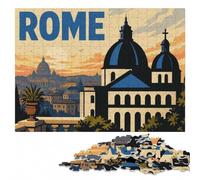 Rome Architecture Minimalist Poster Adult Wooden Jigsaw Puzzle | Christmas gift for puzzle lovers with solo or shared puzzle time alone or together.