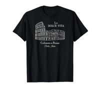 Rome, Bella Italia, La Dolce Vita, Hand-Drawn Colosseum Value Graphic T-Shirt, Men, Black, S