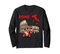 Rome City Map Art with Iconic Italian Landmark Design Long Sleeve T-Shirt