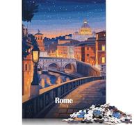 Rome Cityscape at Dusk Puzzle Rectangular Paper Board 100% Recycled Cardboard Jigsaw Puzzle for Adult Children's Day 1000pcs (75x50cm)