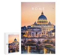 Rome Cityscape at Sunset Decorative Jigsaw for Grown-Ups, 1000 PCS - Gift for Winter Evenings; for Couples, Friends And Family