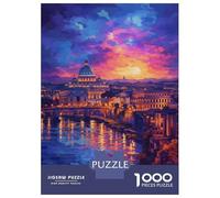 Rome Cityscape at Sunset Jigsaw Puzzle 1000 Pieces, Historic Square Architecture, Thick Cardboard Pieces, Birthday Gift for Home Décor Fans, Paper Board, 52x38cm/1000pcs