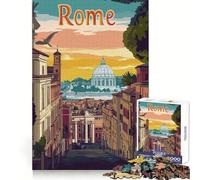 Rome Cityscape Illustration Poster Jigsaw Puzzles for Adults 1000 Pieces Brain Skill Relaxed Mind Exact Edge Art Collection Piece (50x75cm)