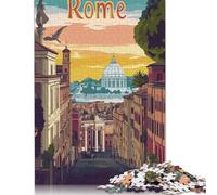 Rome Cityscape Illustration Poster Puzzle for Adults And Teenagers 1000 Pieces Puzzle Adult Jigsaw Puzzle For Adults Teenagers Teenager Man Woman Gift 38x26cm/1000pcs