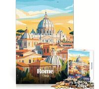 Rome Cityscape Illustration Teenager Jigsaw Puzzles 1000 Pieces Smart Training Light Recreation Flawless Cut Festive Surprise size 50x75cm