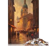 Rome Cityscape in Oil Puzzle Brain Teaser 100% Recycled Cardboard Jigsaw Puzzle for Kids And Adults Age 12 Years Up Day 1000pcs (75x50cm)