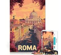 Rome Cityscape Poster 1000 Piece Jigsaw Puzzles for Adults Jigsaw Recall Boost Mental Relax Smooth Cut Birthday Gift (38x26cm)
