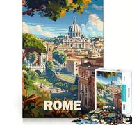 Rome Cityscape Poster 1000 Pieces Jigsaws Adults Puzzles Think Smart Toy Home Activity Smooth Cut Xmas Surprise (38x52cm)
