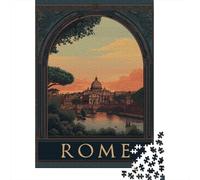 Rome Cityscape Poster Jigsaw Puzzles Puzzles for Adults Kids. 1000 Piece Whimsical Challenge Toy Educational Games Home Decoration for Educational Games Gifts 70x50cm/1000pcs