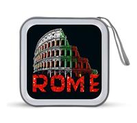 Rome Colosse-um Italy Souvenir CD Case 40 Capacity Plastic DVD Storage Box Sleeves Zippered Wallet