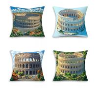 Rome Cushion Covers Set of 4, Architecture Soft Decorative Throw Pillow Covers with Invisible Zipper, Square Sofa Cushions Case Winter, for Sofa Couch, Bed, Living Room Home Decor, 24x24in 1-7318