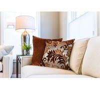 Emma Barclay Rome - Damask Chenille Cushion Cover in Chocolate - 17x17 (43x43cm)