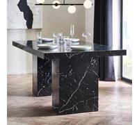 Rome Dining Table - 180cm - 8 Seater - Black - Marble Effect