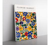 Rome Flower Market Exhibition No.1 Canvas Wall Art Print Ready to Hang, Framed Picture for Living Room Bedroom Home Office Décor, 76x50 cm (30x20 Inch)