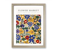 Rome Flower Market Exhibition No.1 Framed Print for Living Room Bedroom Home Office, Wall Art Picture Ready to Hang, Oak A2 (64 x 46 cm)