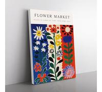 Rome Flower Market Exhibition No.3 Canvas Wall Art Print Ready to Hang, Framed Picture for Living Room Bedroom Home Office Décor, 76x50 cm (30x20 Inch)