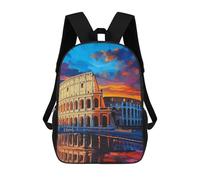 Rome in Sunset Painting Printed 17 Inch Daypack Unisex Shoulder Backpacks Travel Laptop Backpack for Women Men