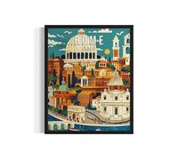 Rome Italy Art Print Poster, Europe City Skyline Artwork Painting Wall Art Vintage Painting for Bedroom Bathroom Living Room Decor 53 (Rome Italy, 8 x 10 inches, Unframed)