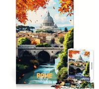 Rome, Italy︰ Autumn Cityscape Jigsaw Puzzles for Teenagers 1000 Piece Boost Memory Serene Time Premium Cut Birthday Gift (38x52cm)