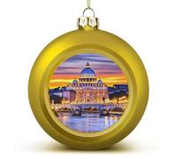 Rome Italy Christmas Balls Hanging Baubles Decorations for Xmas Tree Party Gift Golden-style 2PCS