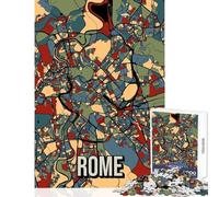 Rome Italy City Map 1000 Piece Jigsaw Puzzles for Adults Improve Overall Mental Performance Mindful Soothing Leisure Game (38x52cm)