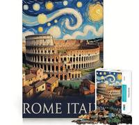 Rome Italy Colosseum Van Gogh Style Jigsaw Puzzles for Adults 1000 Pieces Brain Skill Relaxed Mind Exact Edge Art Collection Piece (50x75cm)