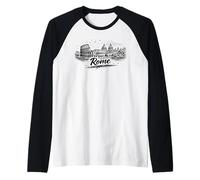 Rome Italy Colosseum Vatican City Sketch Art Raglan Baseball Tee