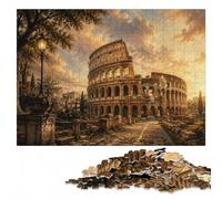 Rome, Italy︰ Colosseum Vintage Illustration Jigsaw Puzzle, 300 Pieces | For puzzle fans: Puzzle for Adults - activity for family time over several sessions.