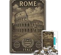 Rome, Italy︰ Colosseum Vintage Illustration Jigsaw Puzzle, 300 Pieces | Jigsaw Puzzle - piece-by-piece progress toward a clear completion goal in spare time.