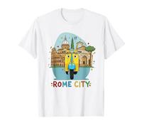 Rome Italy Iconic Landmarks Cute Scooter Art Souvenir Kids T-Shirt