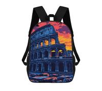 Rome Italy Landmarks Printed 17 Inch Daypack Unisex Shoulder Backpacks Travel Laptop Backpack for Women Men
