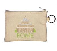 Rome Italy Minimalist Architecture Travel Art Key Chain Coin Purse Beige