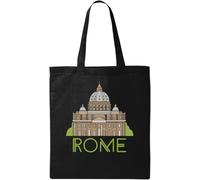Rome Italy Minimalist Architecture Travel Art Natural Ecological Cotton Tote Bag Black
