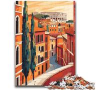 Rome Italy Minimalist Jigsaw Puzzles for Adults 1000 Piece, Family Activity with Matching Poster And Trivia Sheet for Age 14+ 1000pcs (50x75cm)