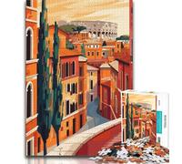 Rome Italy Minimalist Jigsaw Puzzles for Teenagers 1000 Piece Puzzle,Challenging To Complete But Fun And Humorous Birthday Present,Gifts,Wall Art 38x26cm