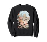 Rome Italy Pink Scooter Colosseum Roses Sweatshirt