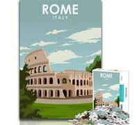 Rome Italy Travel Poster 1000 Pieces Jigsaw Puzzle For Adults Teens,Family Game Stress Reliever Difficult Challenge Artists Collection,Fine Art 50x75cm