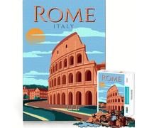 Rome Italy Travel Poster Jigsaw Puzzle 1000 Piece for Adults Intellect Toy Soothing Fun Precise Cut (38x52cm)