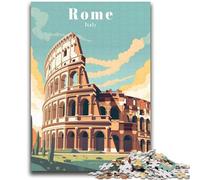 Rome Italy Travel Poster Jigsaw Puzzles for Adults 1000 Pieces, Stress Reliever Staycation Kill Time with Matching Poster And Trivia Sheet 2000pcs (70x100cm)