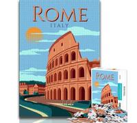 Rome Italy Travel Poster Jigsaw Puzzles for Adults Teenagers Jigsaws Puzzle,Help The Brain Exercise Addictive Toys to Cultivate Patience Parent-child Interaction 38x26cm