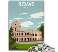 Rome Italy Travel Poster Puzzles 1000 Pieces for Teenagers, Staycation Kill Time Birthday Present, Gifts, Wall Art for 14+ 1000pcs (26x38cm)