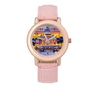 Rome Italy Womens Elegant Watch Analogue Quartz Watch Leather Band Wristwatch