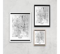 Rome Light City Map Giclee Art Print - A2 - White Frame