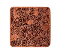 Rome Map Coaster, One Piece, Sapele Wooden Coaster with City map, Multiple City Optional, Handmade