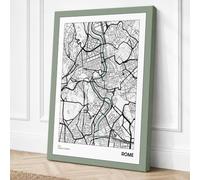 Rome Map Study Minimalist Canvas Wall Art Print 18x12 Inch (46 x 30 cm)