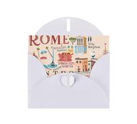 Rome Map With Landmarks Illus Greeting Card With Envelope, Birthday Card, Christmas Card, Invitation Card, 3 Colors