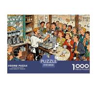 Rome Morning Cappuccino Bar Wooden Jigsaw Puzzle Waterproof 1000 Piece Puzzles for Adults Gifts Impossible Home Decoration