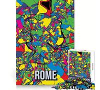 Rome Pop Art City Map Jigsaw Puzzle 1000 Piece for Teenagers Thought Skill Leisure Escape Flawless Fit size 38x26cm