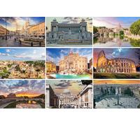Rome Postcard Set 9 Cards / Postcards Motifs: Colosseum Trevi Fountain St. Peter's Basilica Vatican Castel Roman Forum Piazza Navona Pictures Photos from Italy